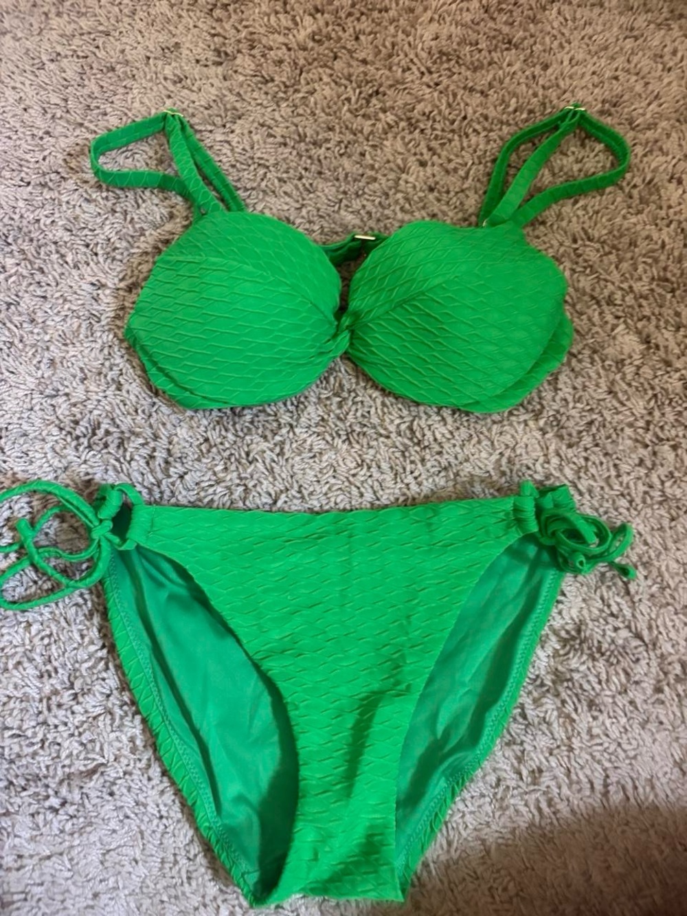 Victoria's Secret Green Textured Bikini Set
